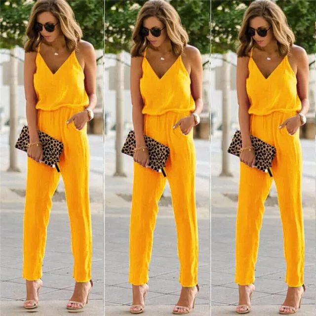 Summer Women Holiday Casual Sleeveless Jumpsuits