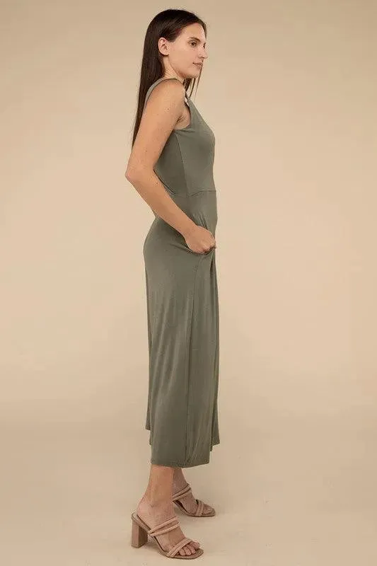 Surplice Neckline Sleeveless Jumpsuit