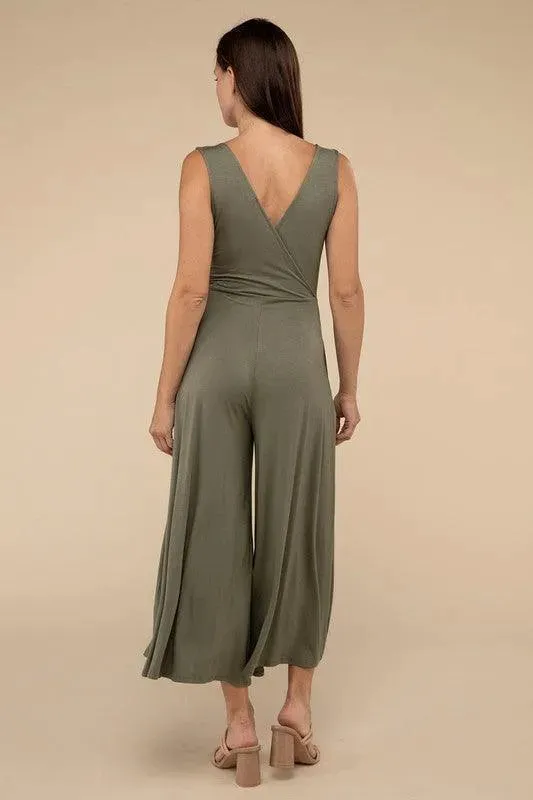 Surplice Neckline Sleeveless Jumpsuit