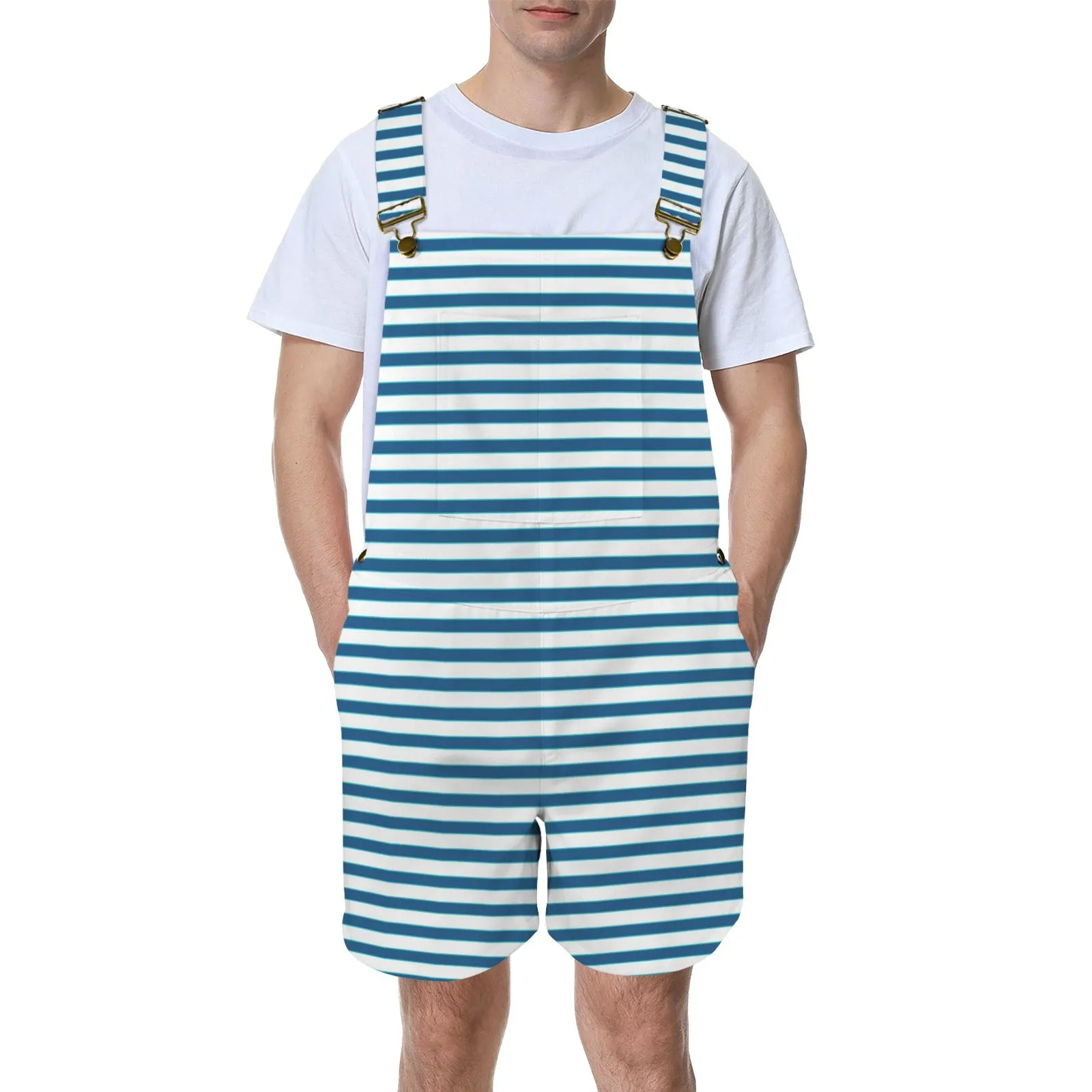 swimsuit striped print 2 Unisex Shorts Suspender Jumpsuit (Model L78)