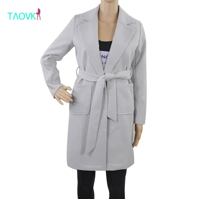 TAOVK Women overcoat long over coats solid color Overcoat