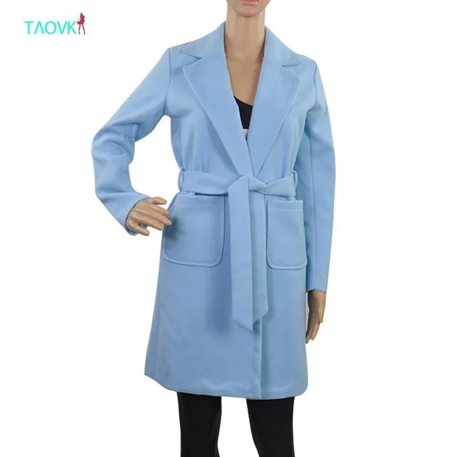 TAOVK Women overcoat long over coats solid color Overcoat