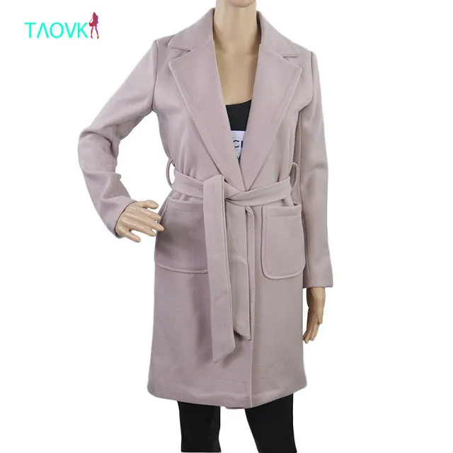 TAOVK Women overcoat long over coats solid color Overcoat