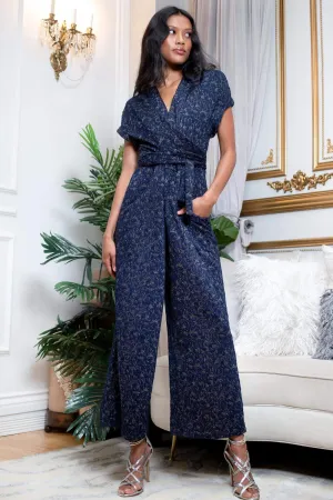 Tate Jumpsuit - Metallic Navy