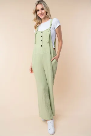 Texture Sleeveless Wide Leg Jumpsuit in Sage