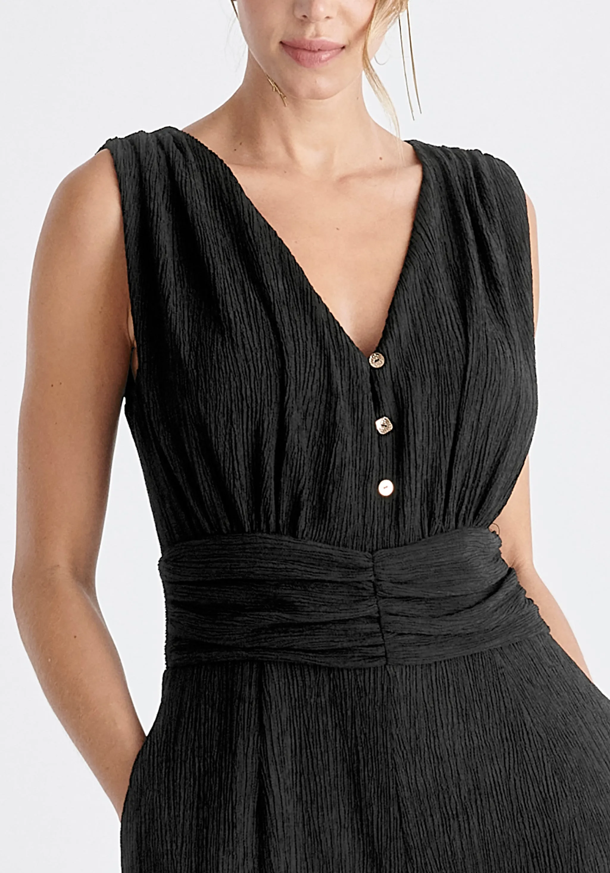 Textured Back-Tie Jumpsuit