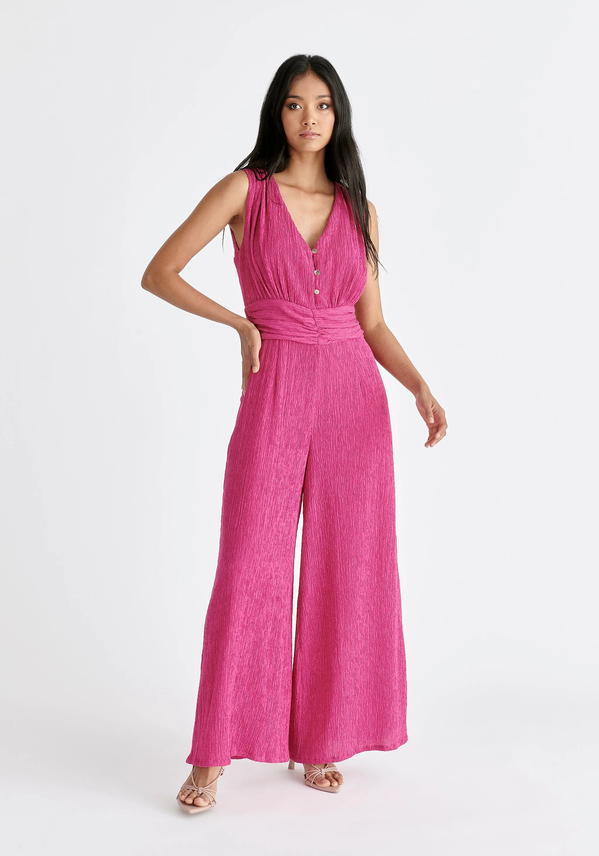 Textured Back-Tie Jumpsuit