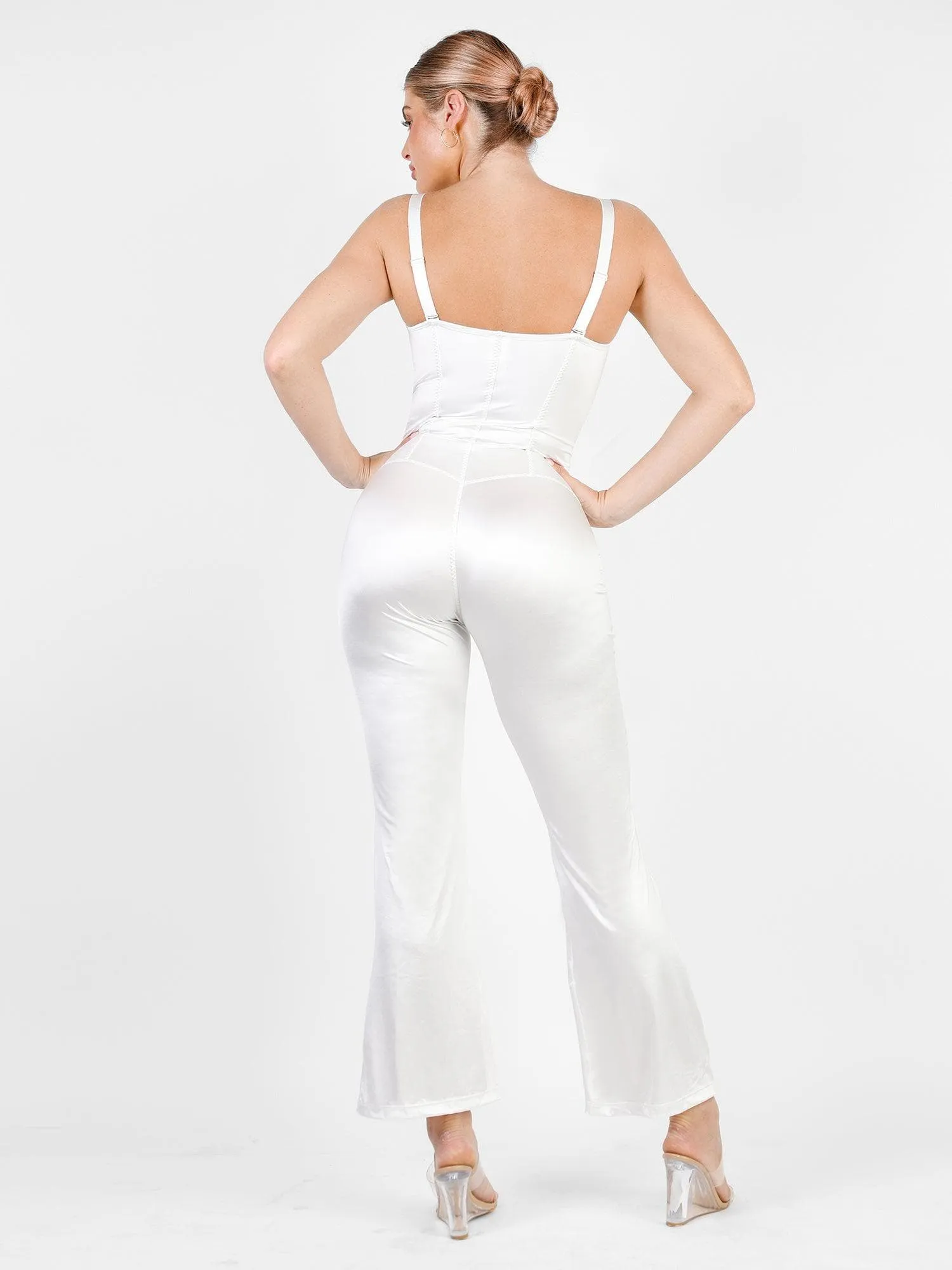 The Shapewear Jumpsuit Metallic Shiny One Piece Wide Strap For Insiders