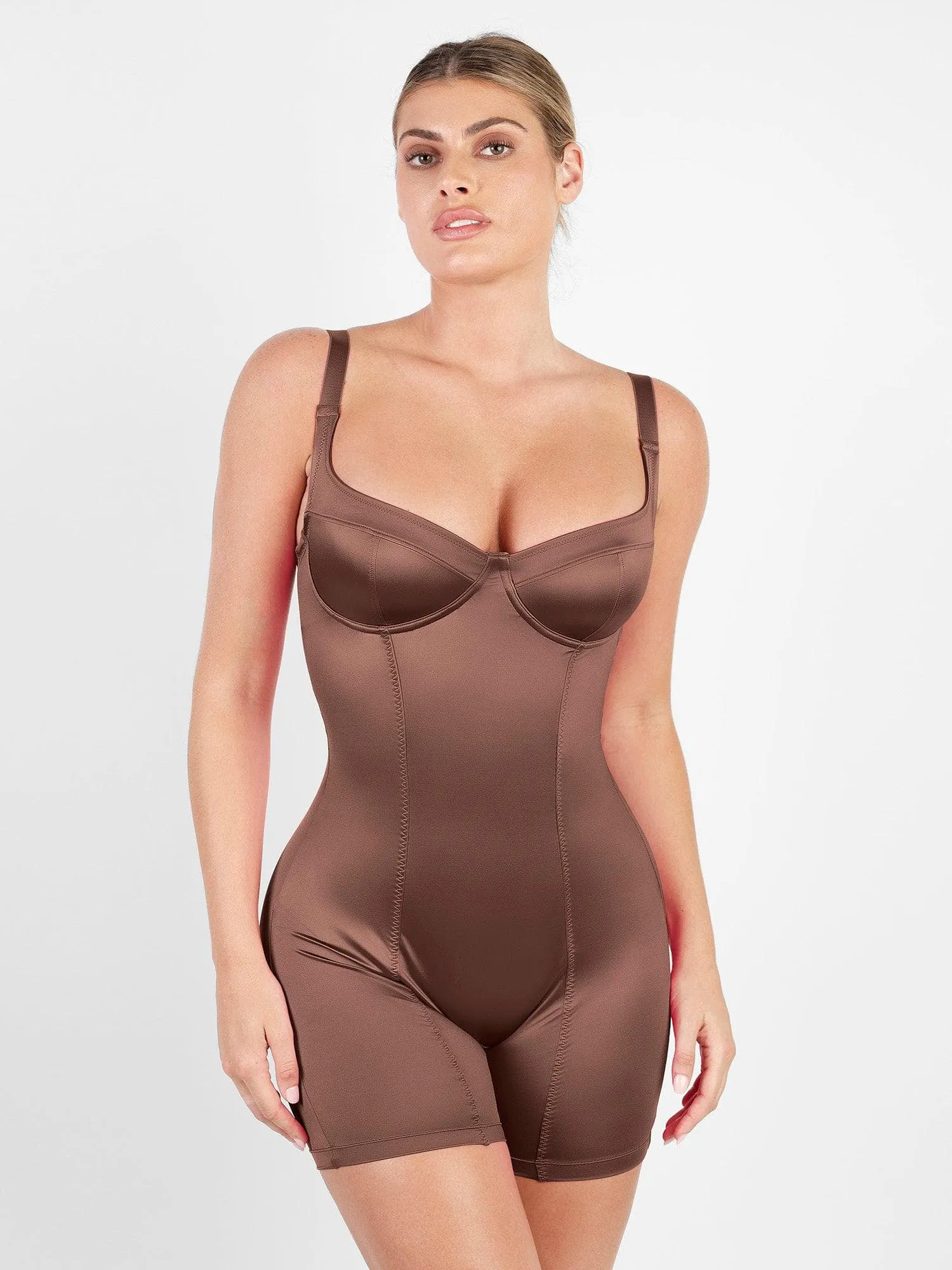 The Shapewear Romper Metallic Shiny One Piece Mid Thigh For Insiders