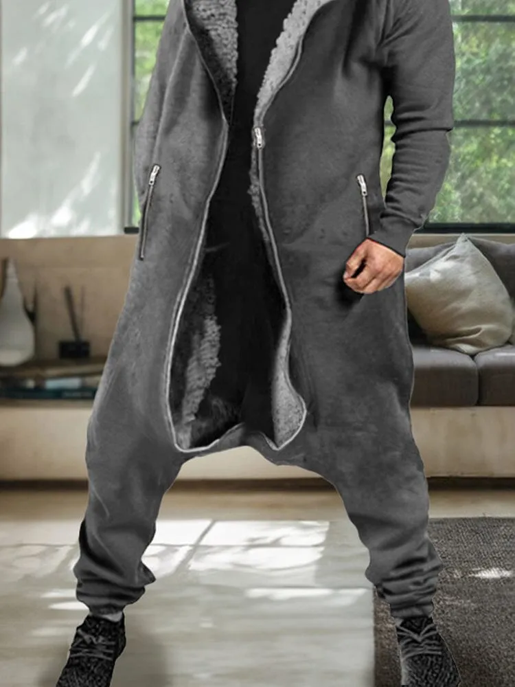 Thermal Fleece Lined Hooded Jumpsuit