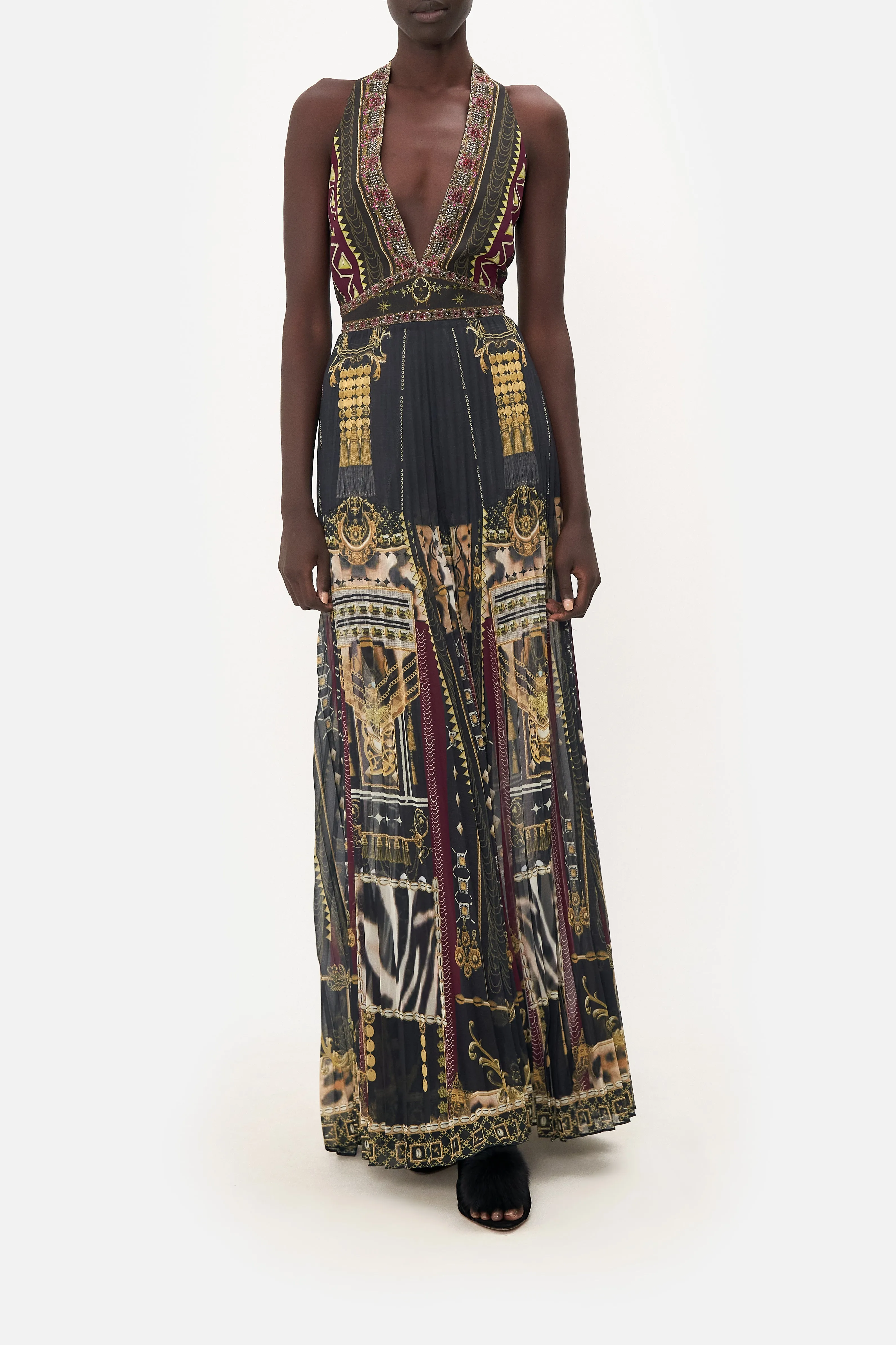 TIE NECK HALTER JUMPSUIT DESERT DREAMS