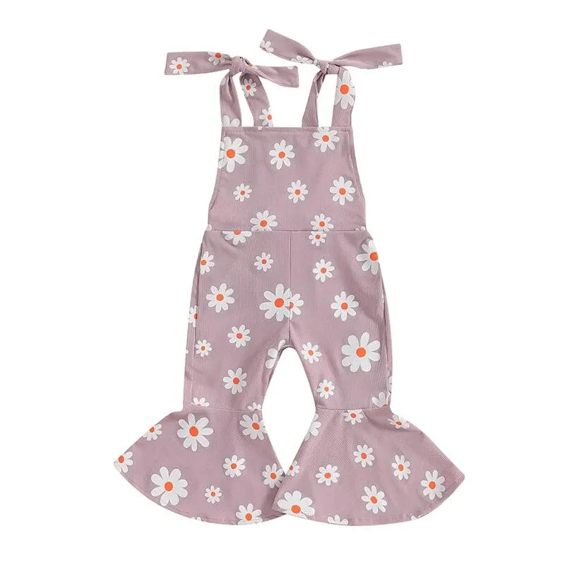 Tie Straps Daisy Flared Toddler Jumpsuit