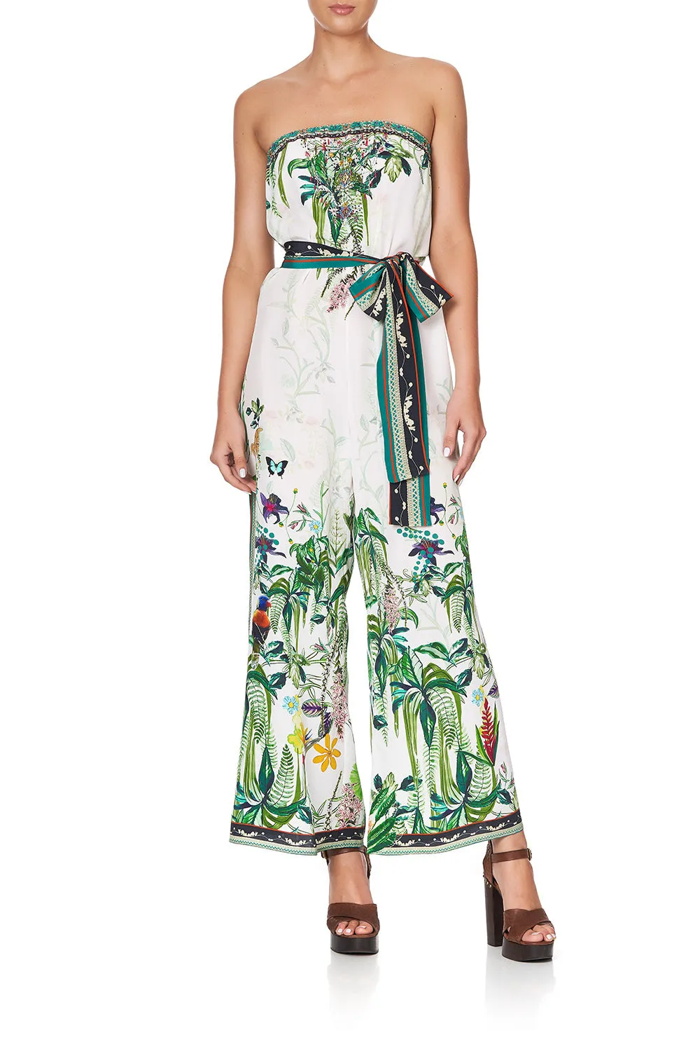 TIE WAIST STRAPLESS JUMPSUIT DAINTREE DARLING