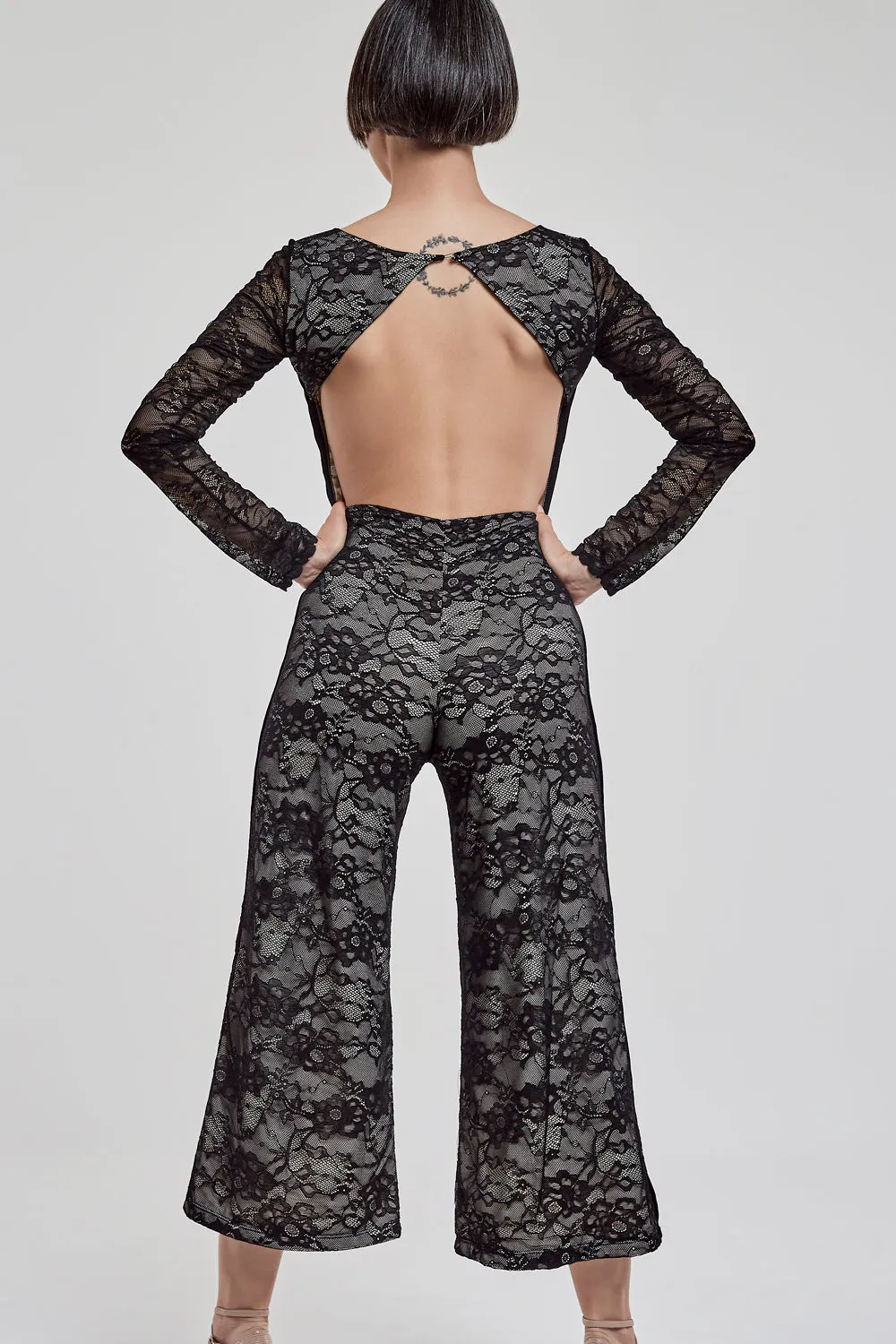 Touchline Tango Back Botton Jumpsuit / Lace Blossom