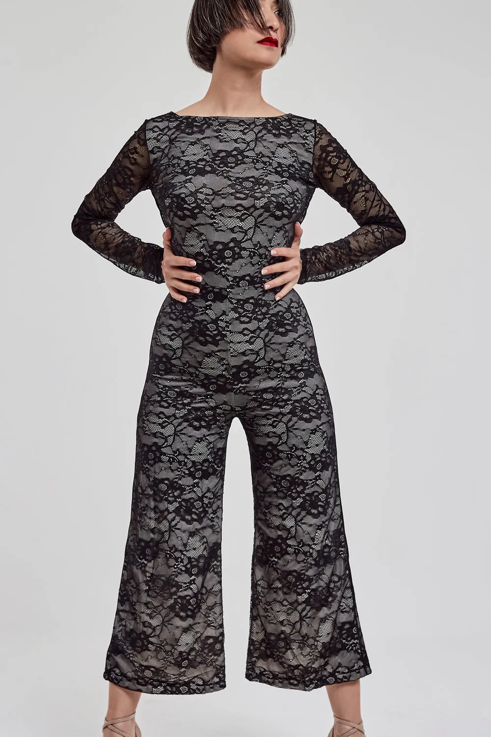 Touchline Tango Back Botton Jumpsuit / Lace Blossom