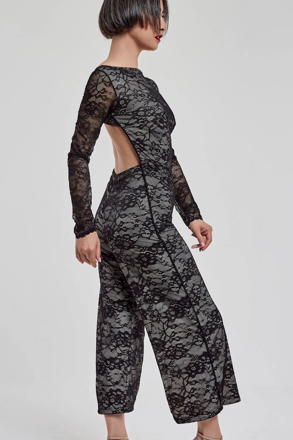 Touchline Tango Back Botton Jumpsuit / Lace Blossom