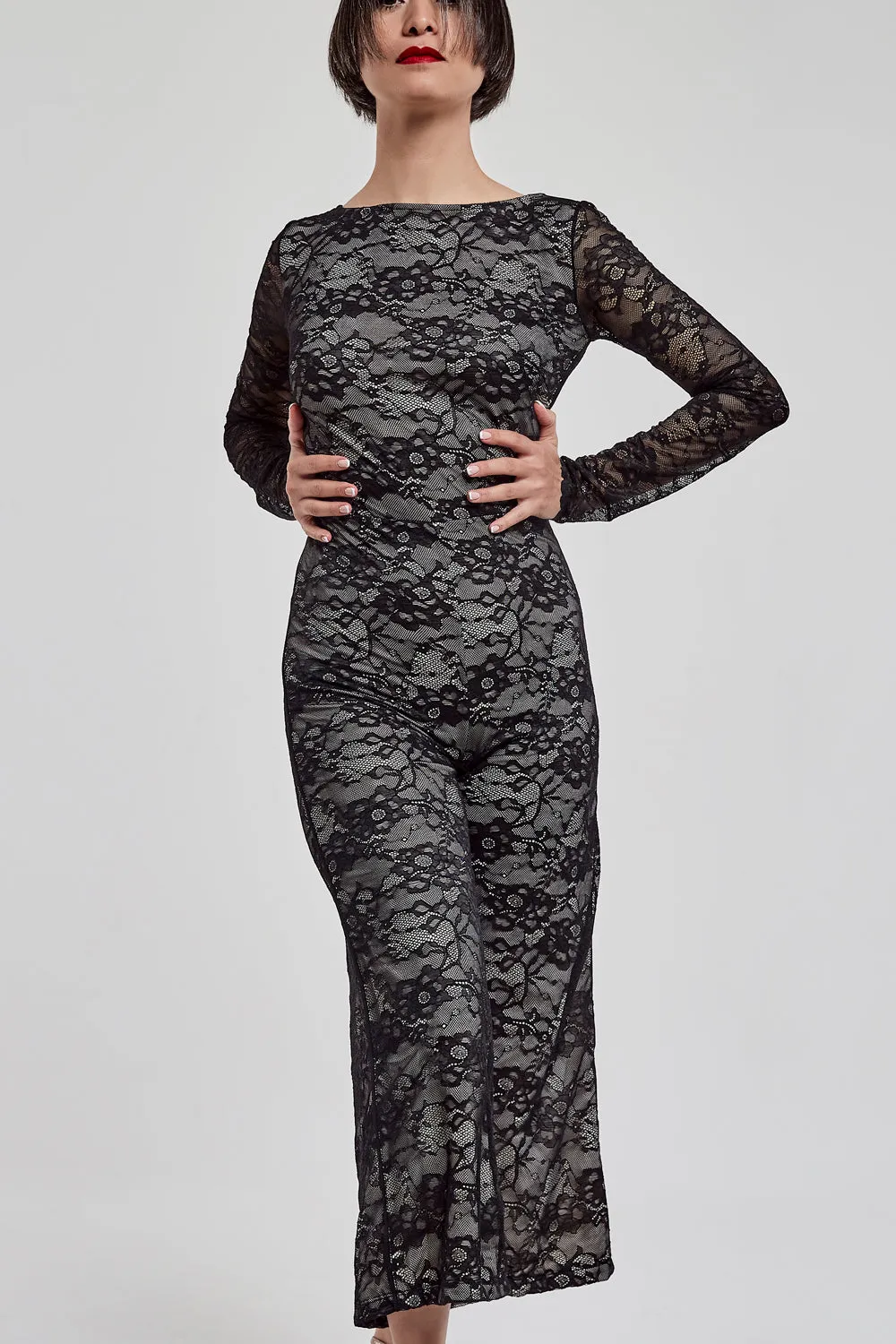 Touchline Tango Back Botton Jumpsuit / Lace Blossom