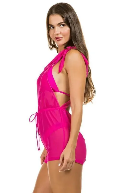 Two Piece Swimsuit with Jumpsuit Coverup