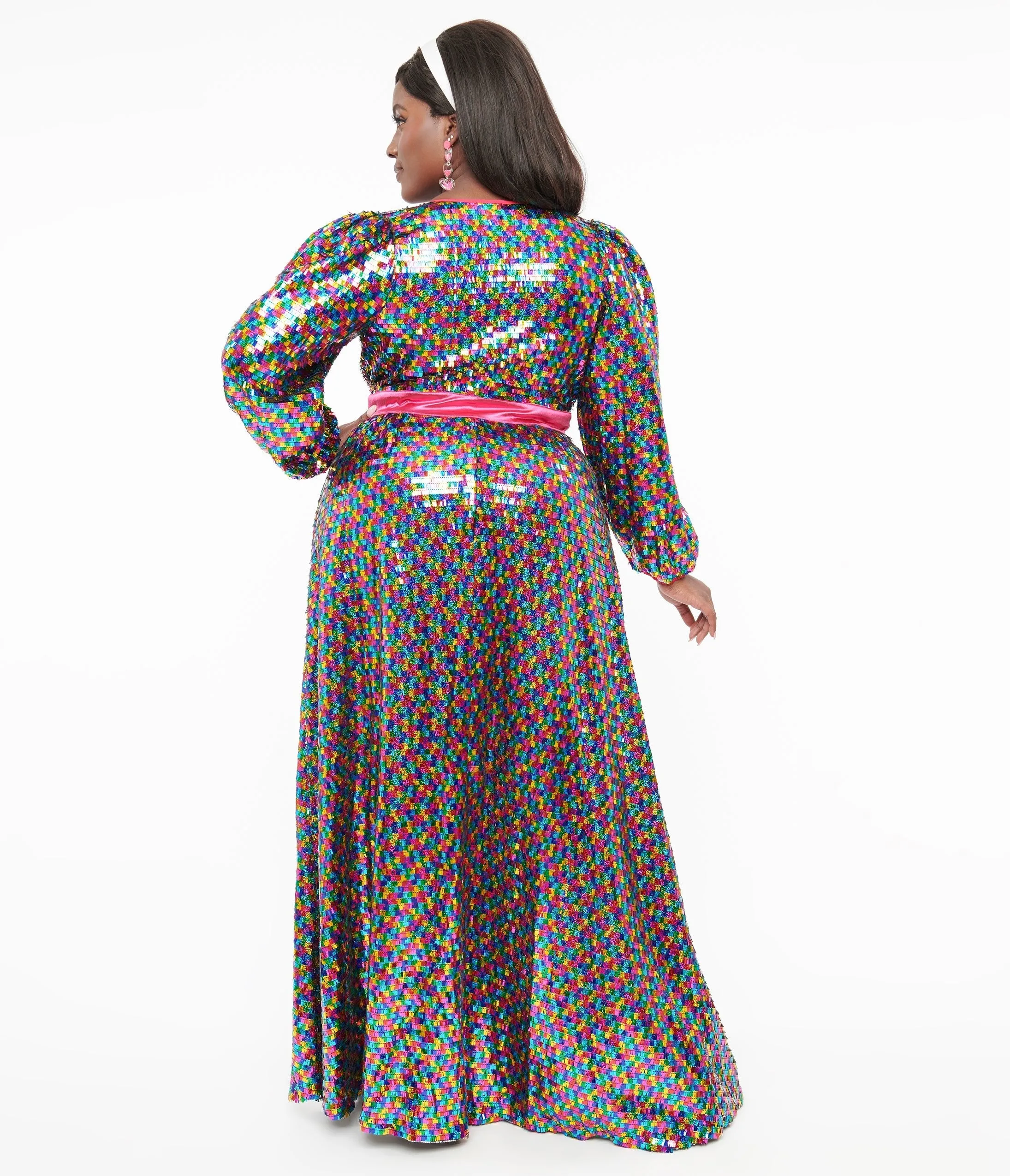 Unique Vintage Plus Size Rainbow Sequins Hollywood Duster