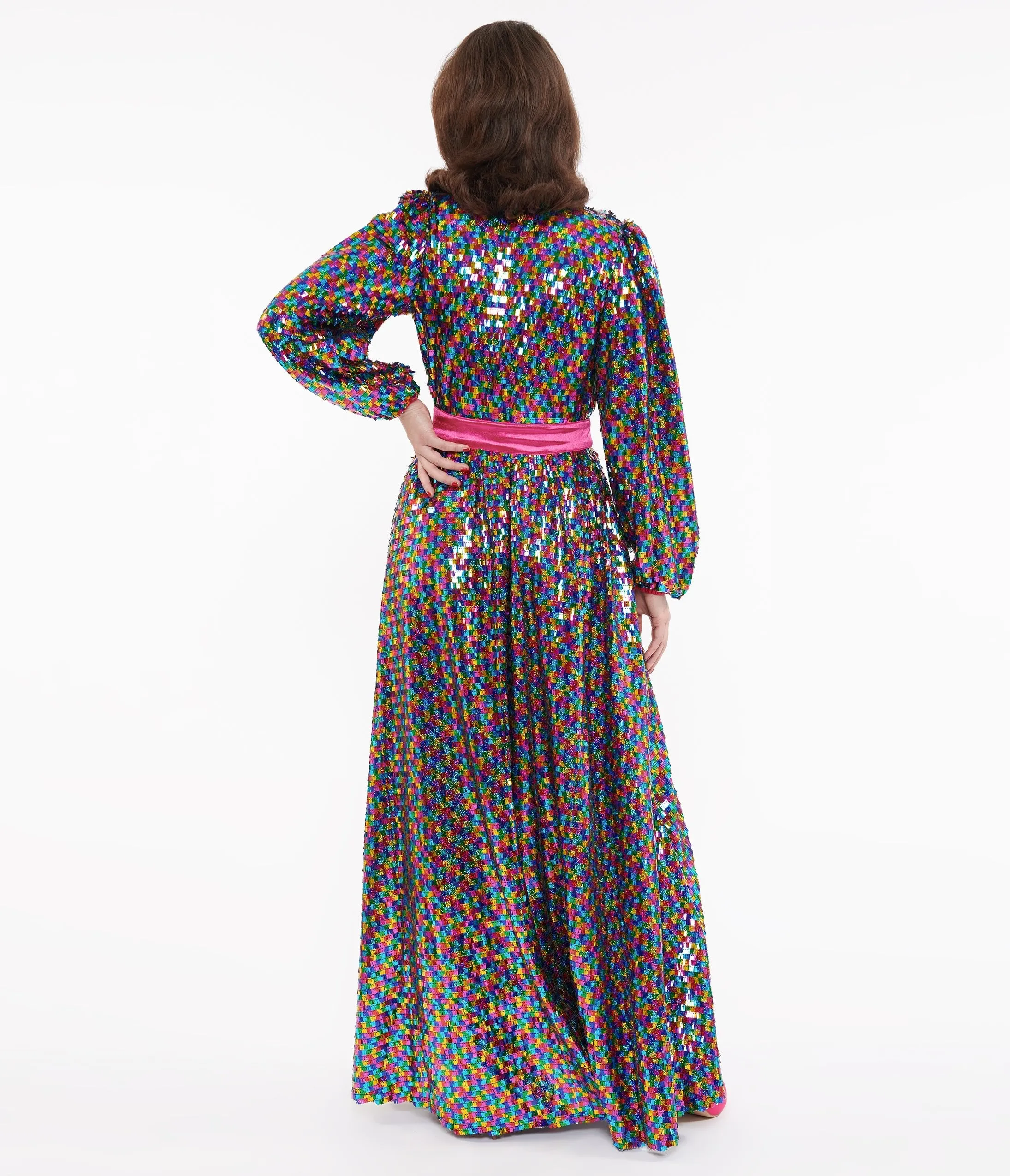 Unique Vintage Rainbow Sequins Hollywood Duster