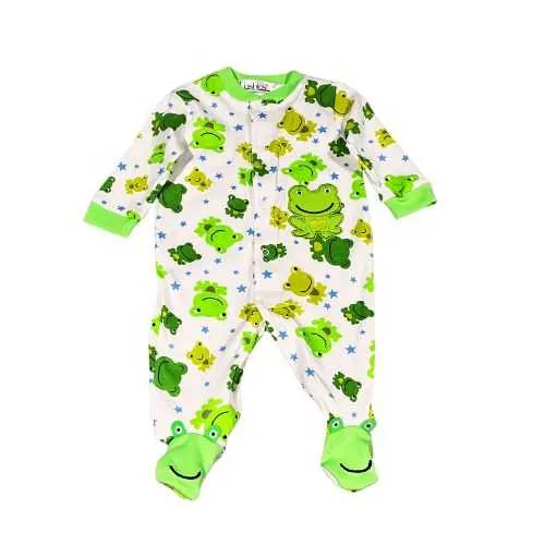 Unisex Baby Clothing Frog Star All-Over Print Footed Cotton Jumpsuit