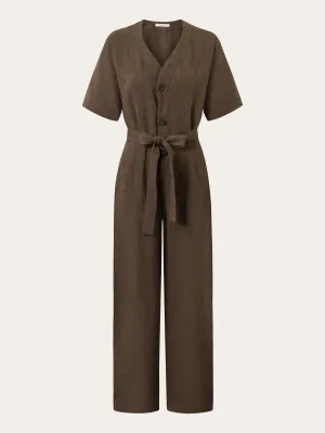 V-neck linen jumpsuit - Cub