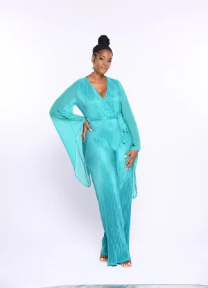 V-Neck Long Bell Sleeve Jumpsuit