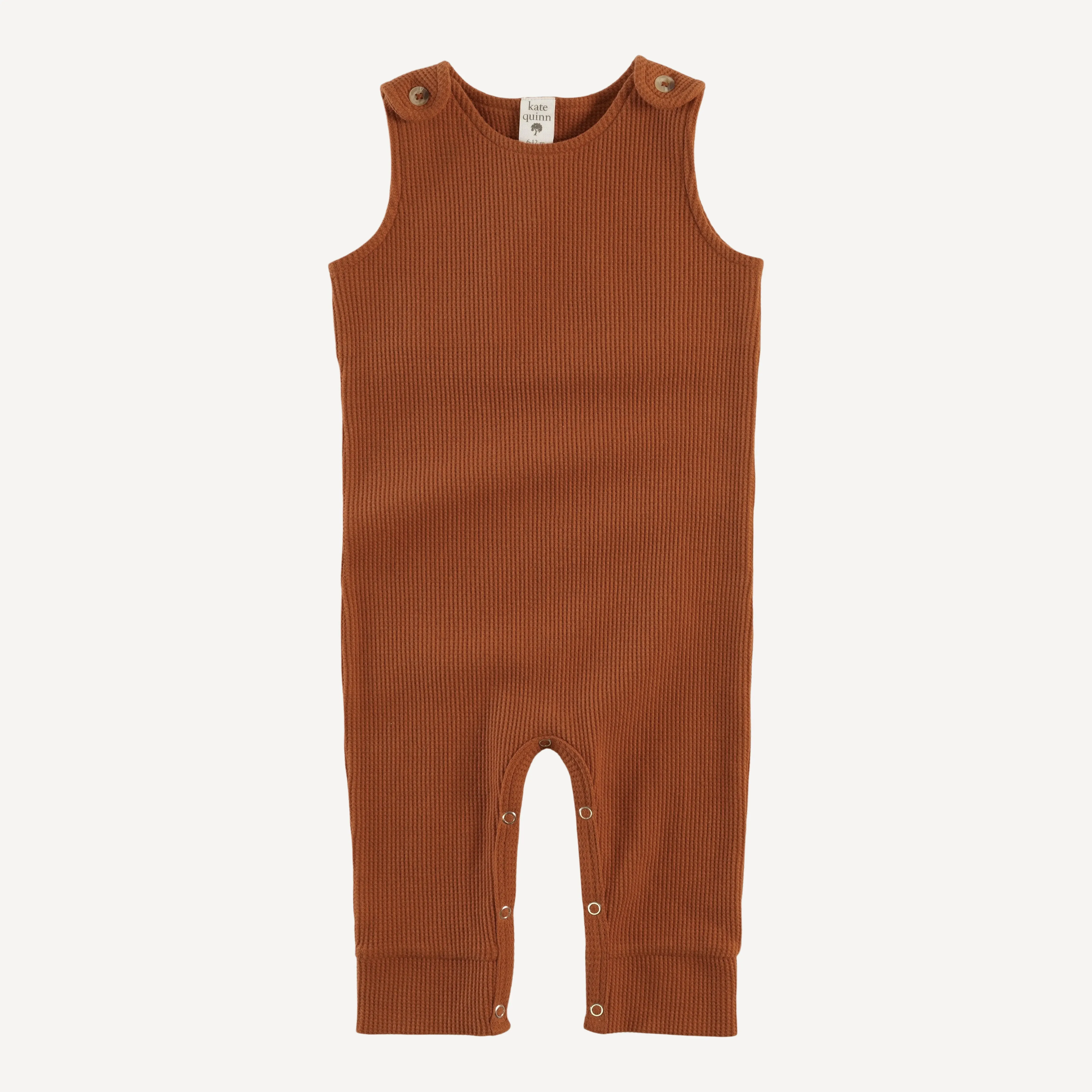 vintage button tab sport jumpsuit | brown sugar | organic cotton thermal