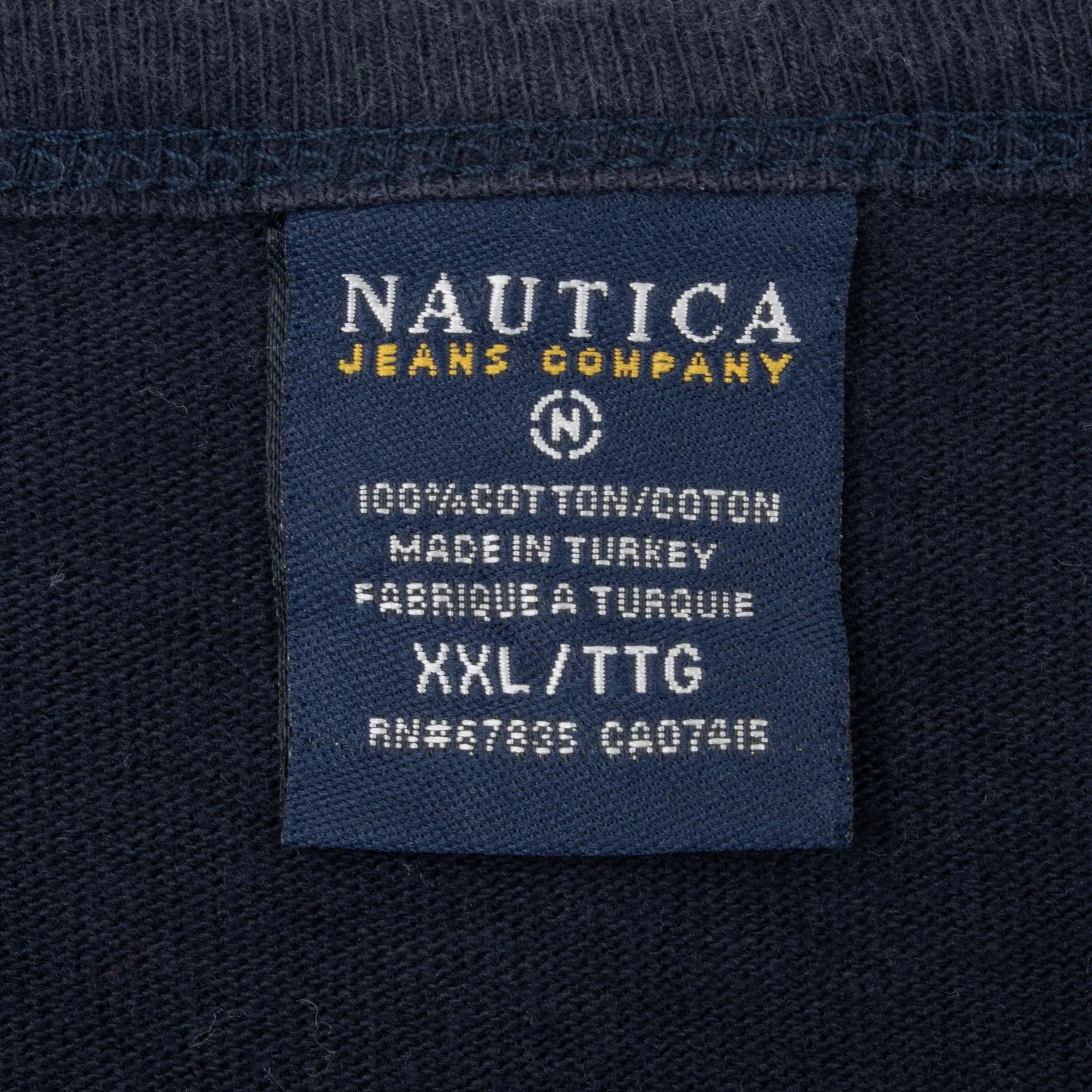 VINTAGE NAUTICA JEANS BLUE LONG SLEEVE TEE SHIRT 1990S 2XL