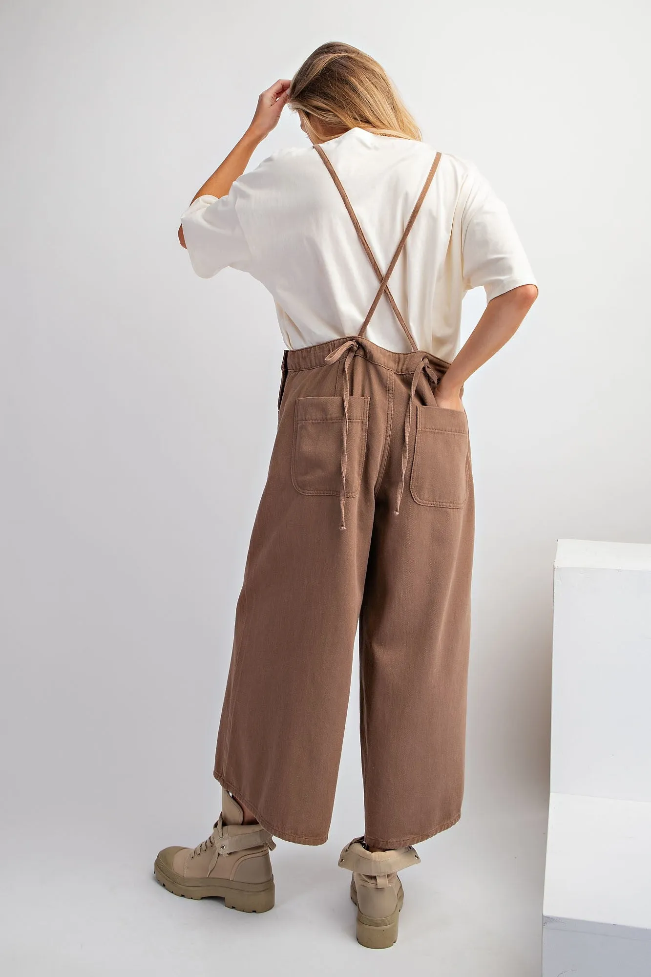 Washed Twill Jumpsuit in Mocha