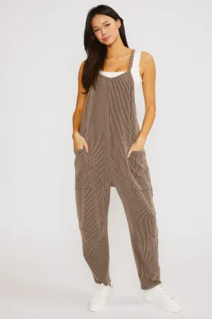 Wave Ribbed Jumpsuit in Mocha