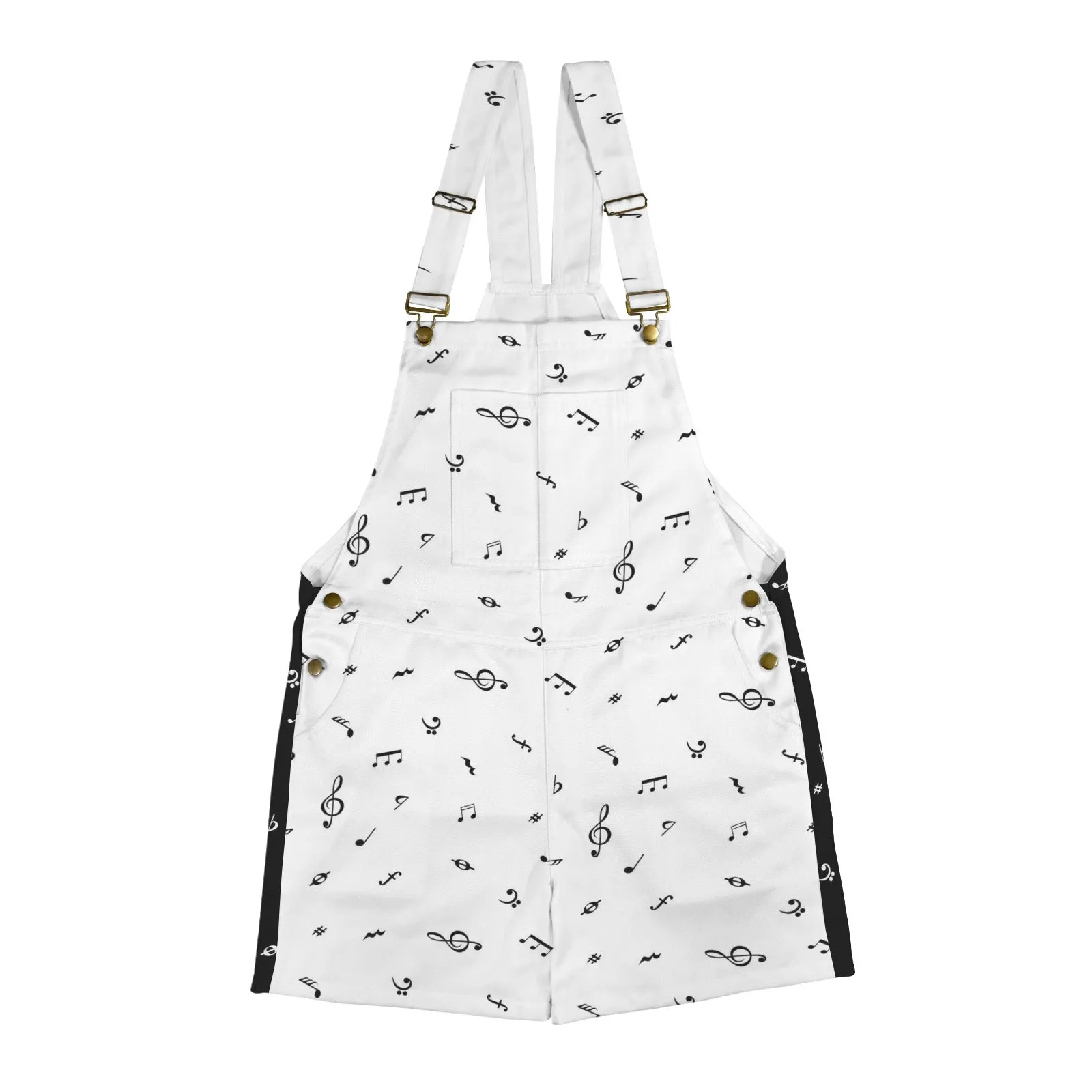 white music print Unisex Shorts Suspender Jumpsuit (Model L78)