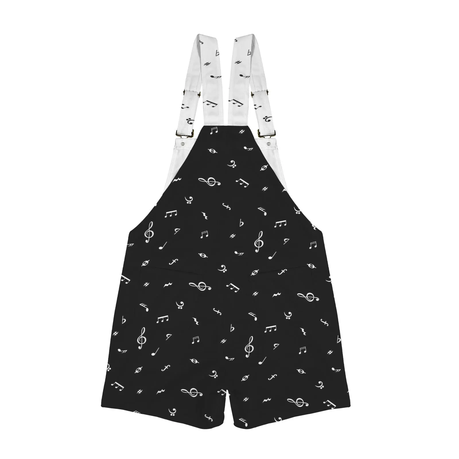 white music print Unisex Shorts Suspender Jumpsuit (Model L78)