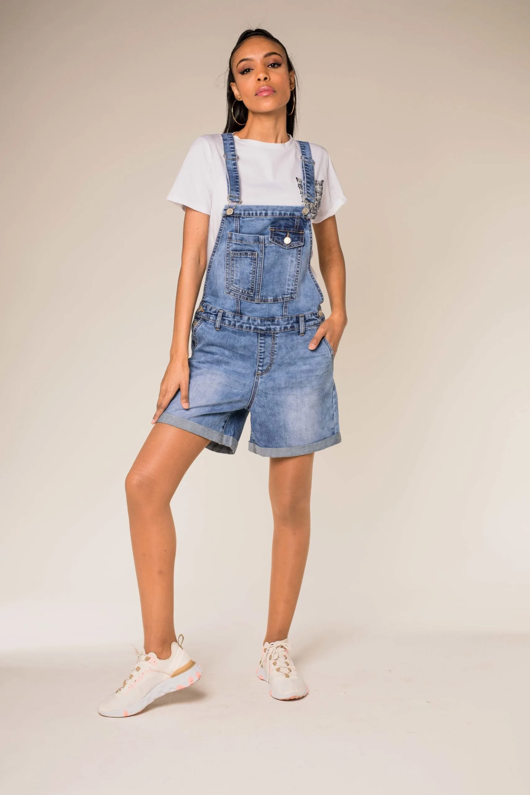 Wholesale Blue Short Boyfriend Jumpsuit