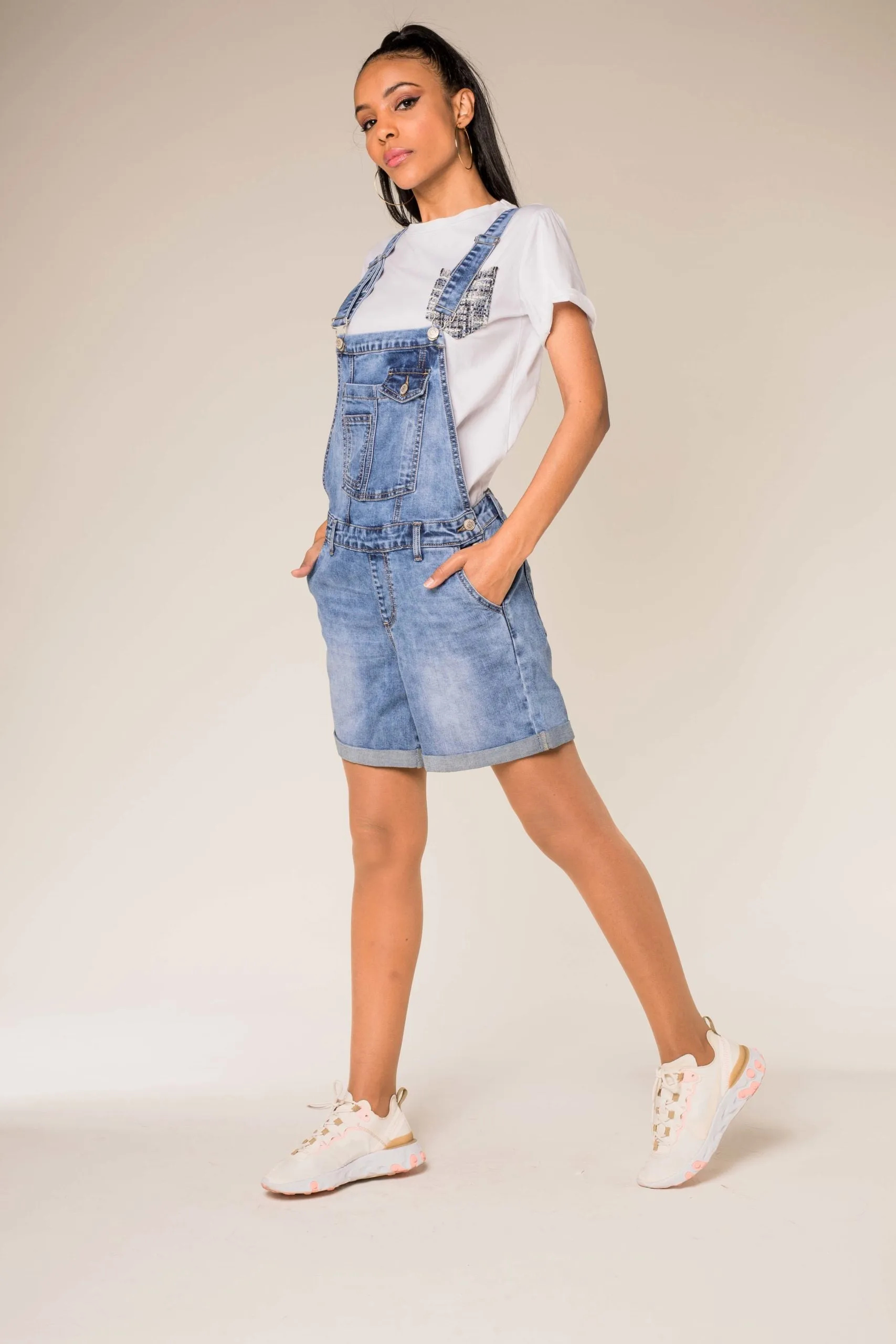 Wholesale Blue Short Boyfriend Jumpsuit