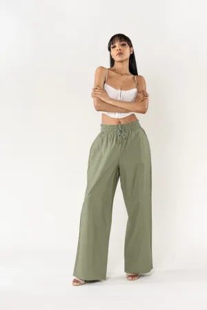 Wholesale Wide Linen Style Pants Khaki