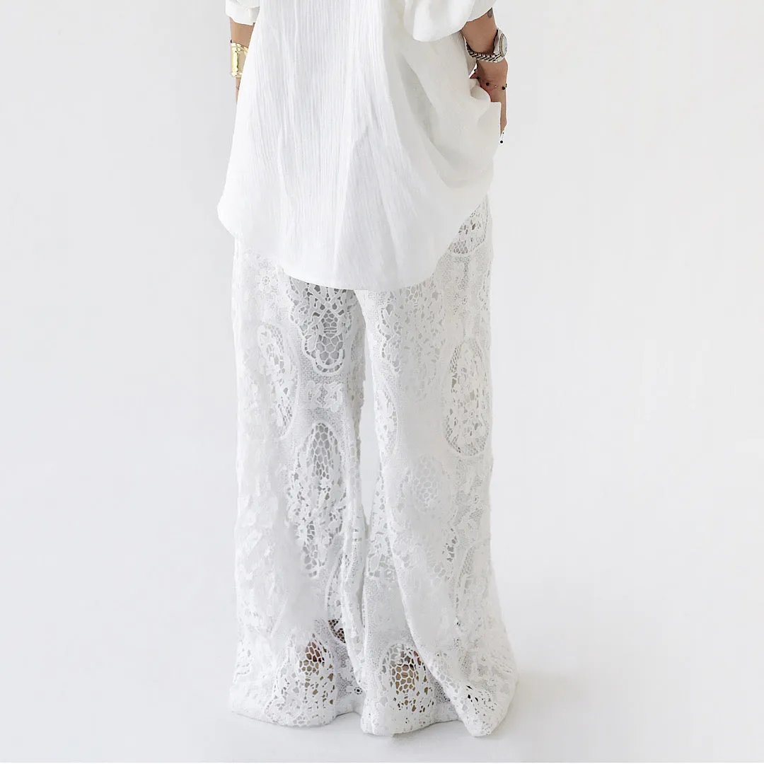 Wide flared lace pants