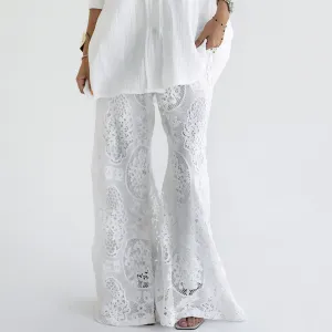 Wide flared lace pants