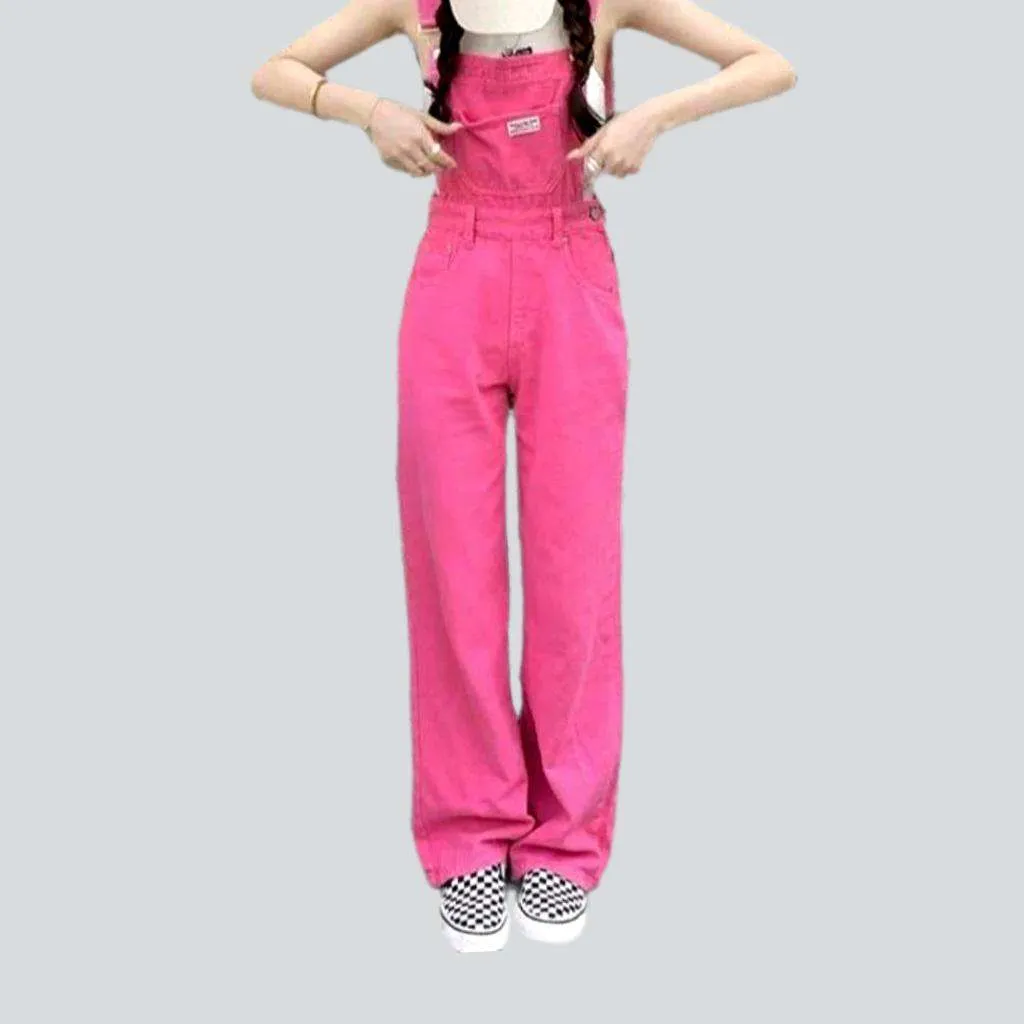 Wide-leg denim jumpsuit for ladies