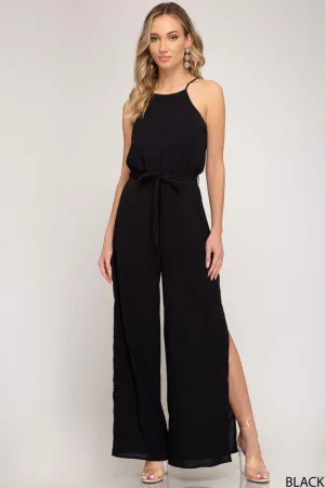 Wide Leg Jumpsuit with Side Slits