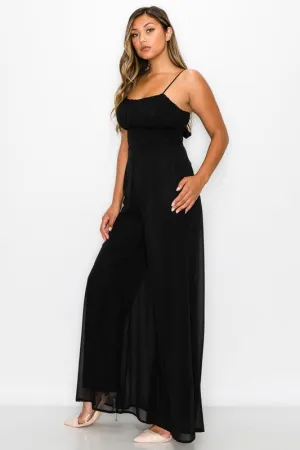 Wide Leg Pastel Black Jumpsuit