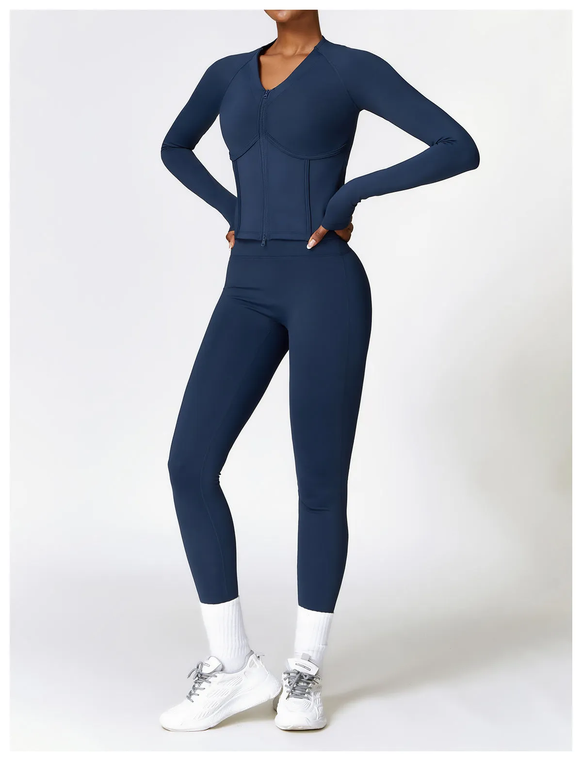 Winter Fleece Thermal Long Sleeves Yoga Clothes Suit High Strength Skinny Running Workout Exercise Sets