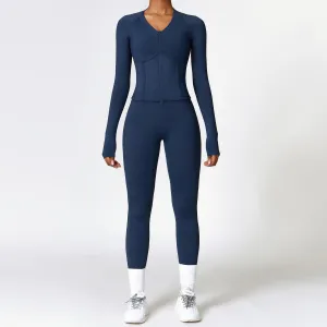 Winter Fleece Thermal Long Sleeves Yoga Clothes Suit High Strength Skinny Running Workout Exercise Sets