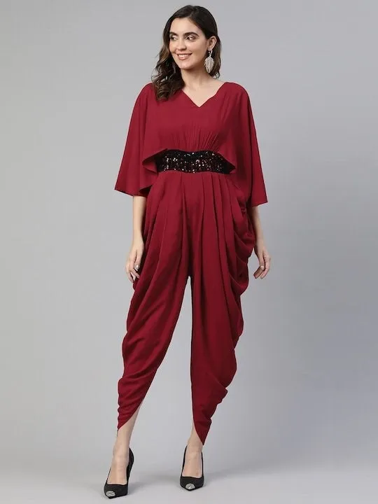 Women Flared Sleeves Jumpsuit With Embellished Detail