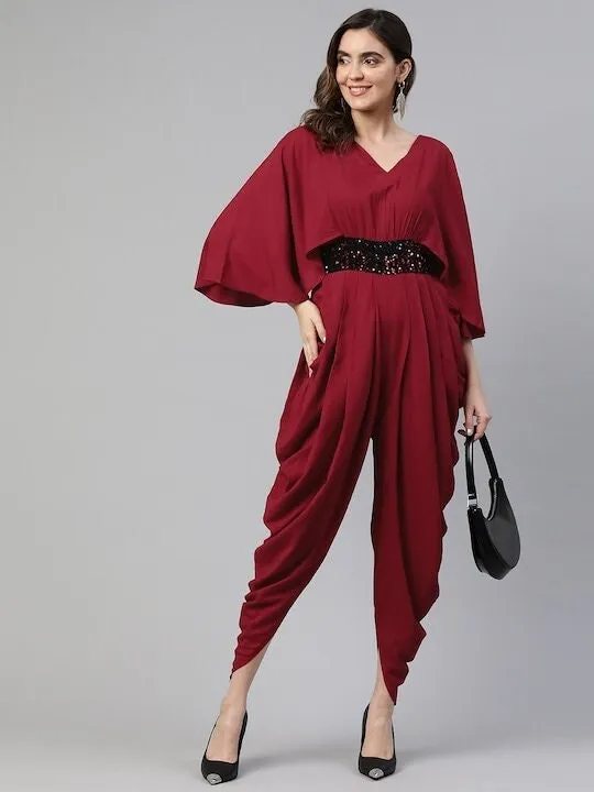 Women Flared Sleeves Jumpsuit With Embellished Detail