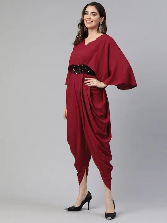 Women Flared Sleeves Jumpsuit With Embellished Detail