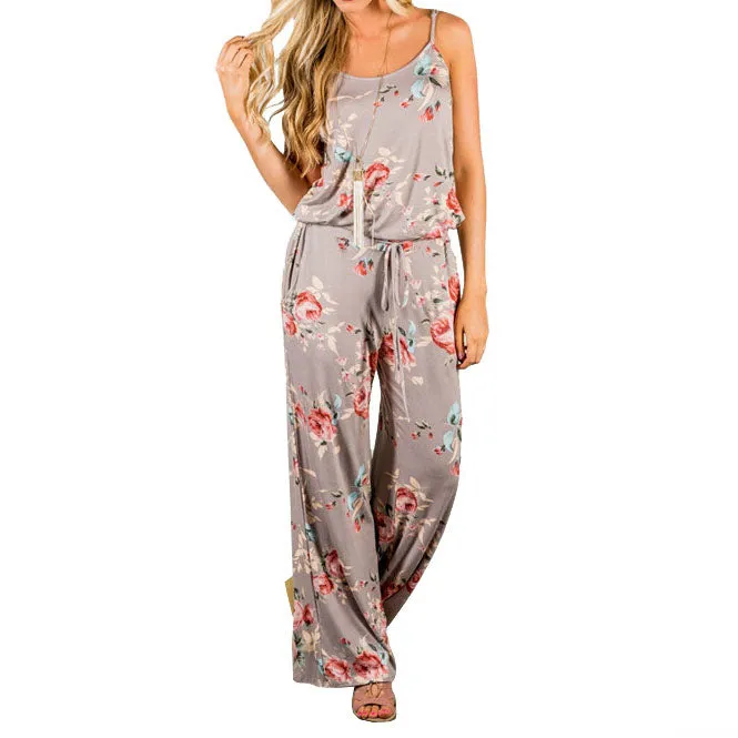 Women Kawaii Floral Jumpsuit - Spaghetti Strap