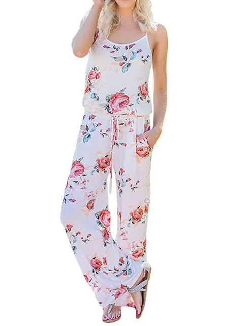 Women Kawaii Floral Jumpsuit - Spaghetti Strap