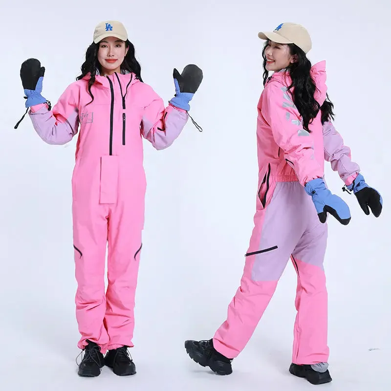 Women One Pieces Ski Suits Waterproof Ski Jumpsuit