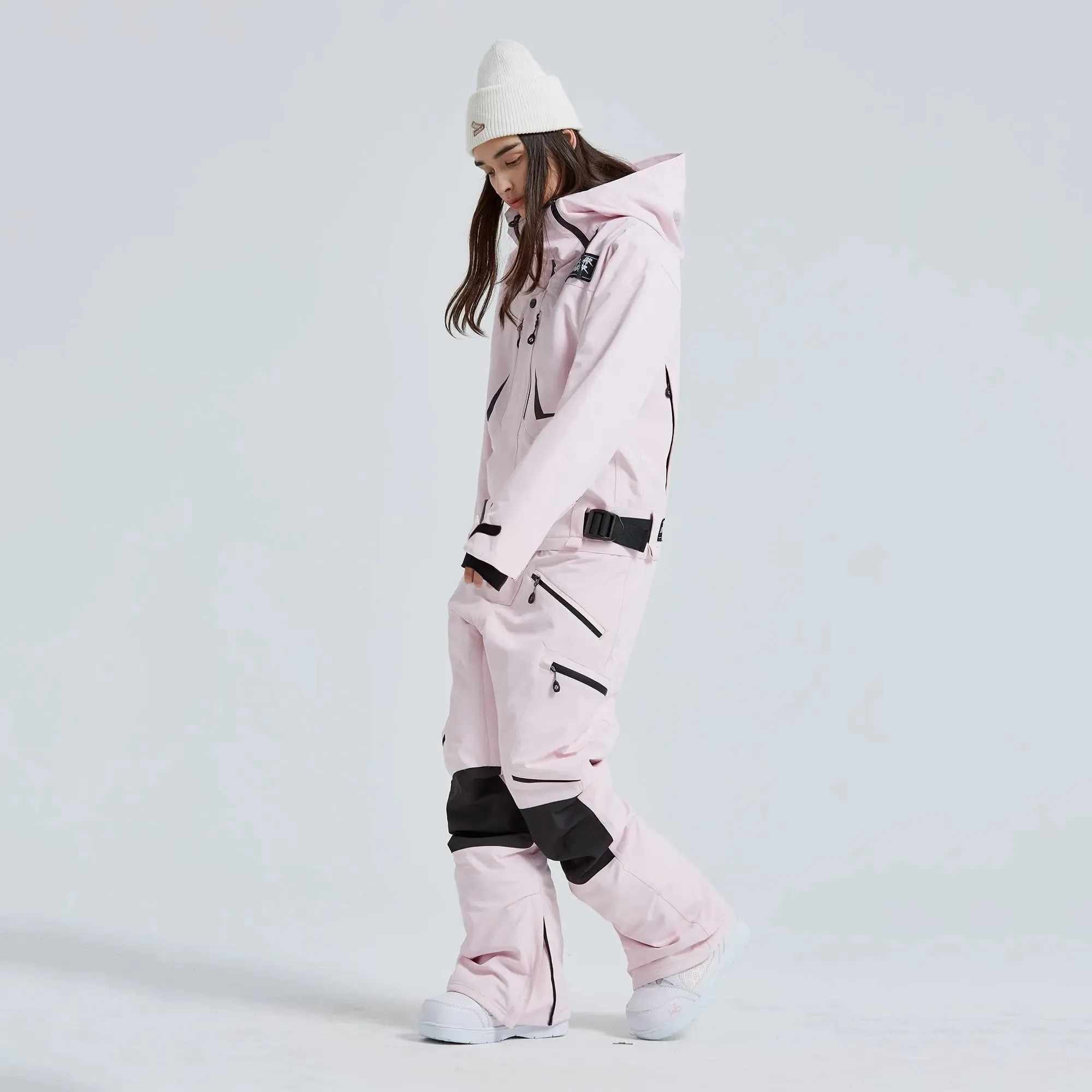 Women Outdoor Hooded Ski Suits Winter One Piece Snowsuits Jumpsuits